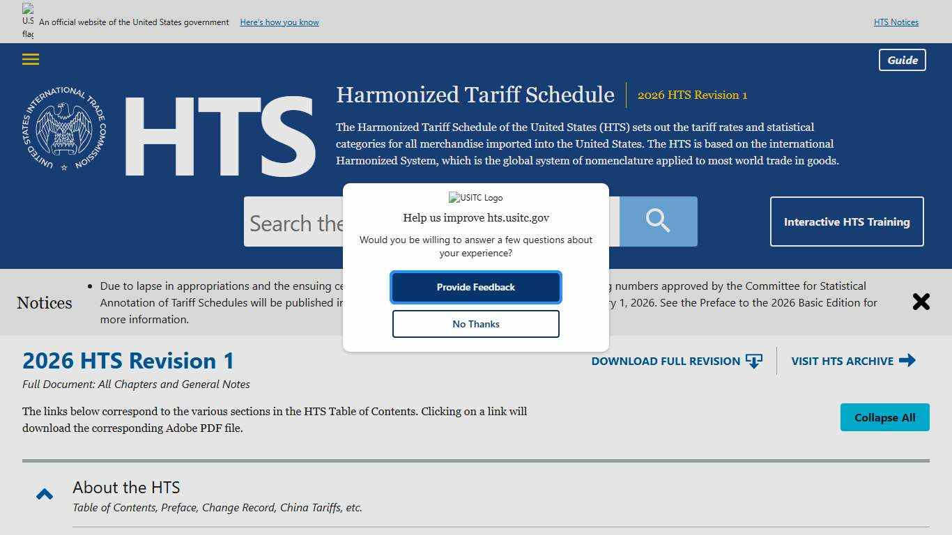 Harmonized Tariff Schedule